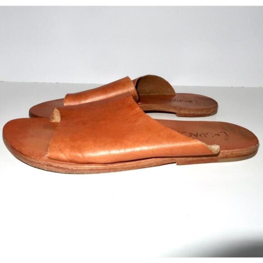 L Space Laguna‎ Sandal Brown Leather Slides Size 7.5 - Picture 3 of 6
